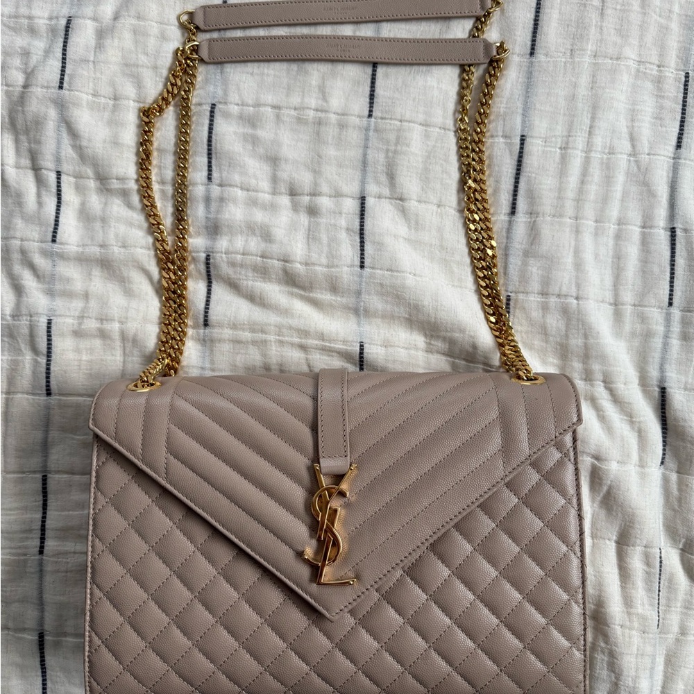 Yves Saint Laurent Tan & Gold TriQuilt